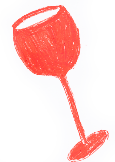 Handzeichnung eines roten Weinglas